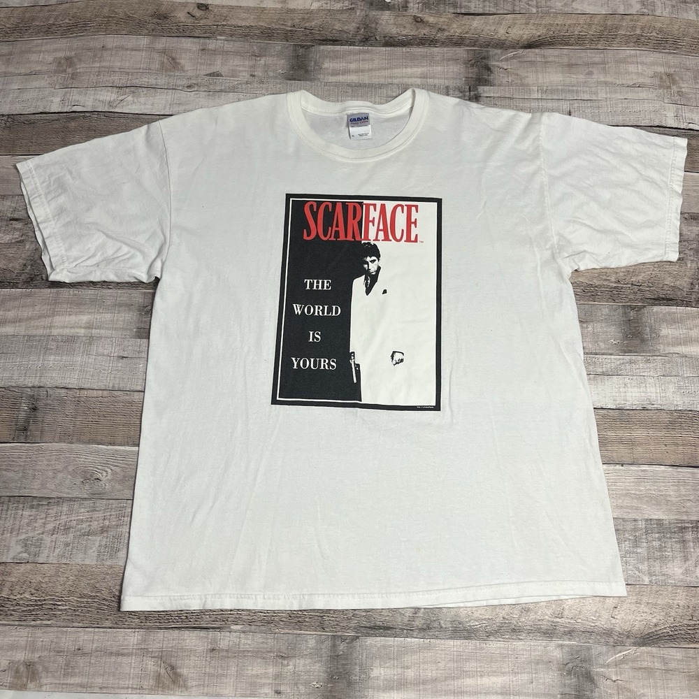 Scarface Shirt Size XL Whife Y2K 2000s Tony Montana Promo Tee